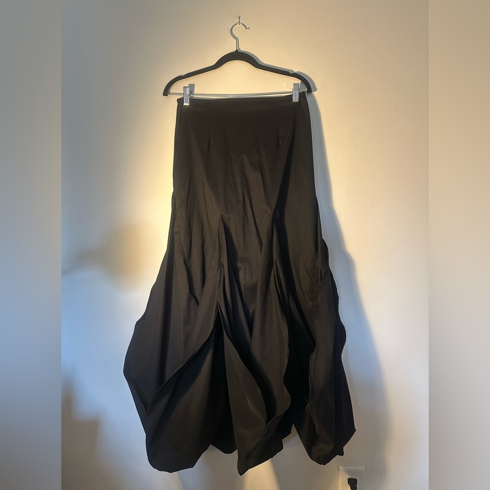 Black Samuel Dong Long Ruffled Skirt, Size Small